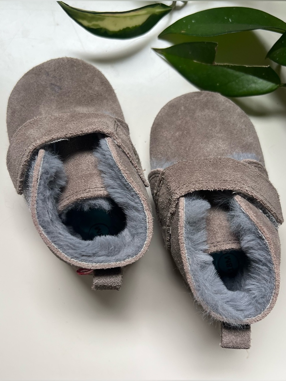 Zutano Leather Baby Walker Booties - Taupe/Gray